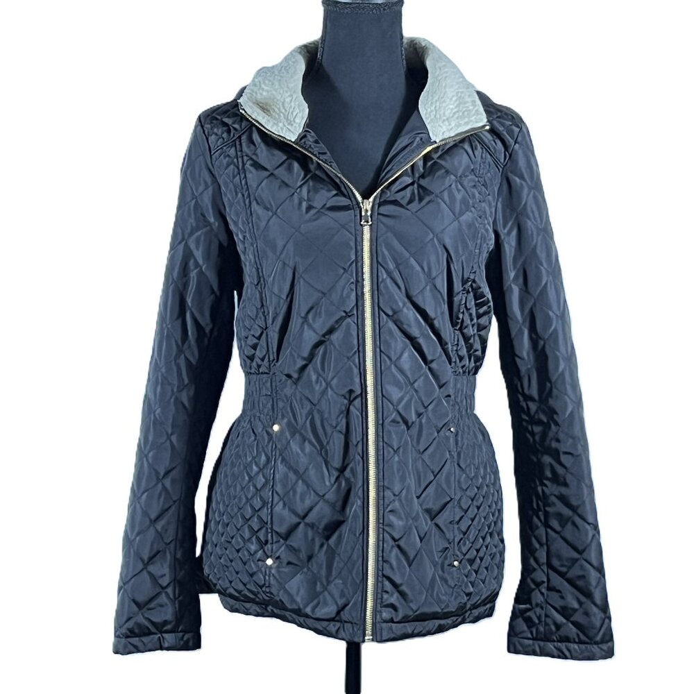 CiSono Women's Winter Quilted Hooded Jacket - Black - Size Large